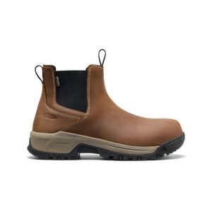 Men's Evanston Chelsea Waterproof Work Boot (Carbon Toe) | Bison/Black